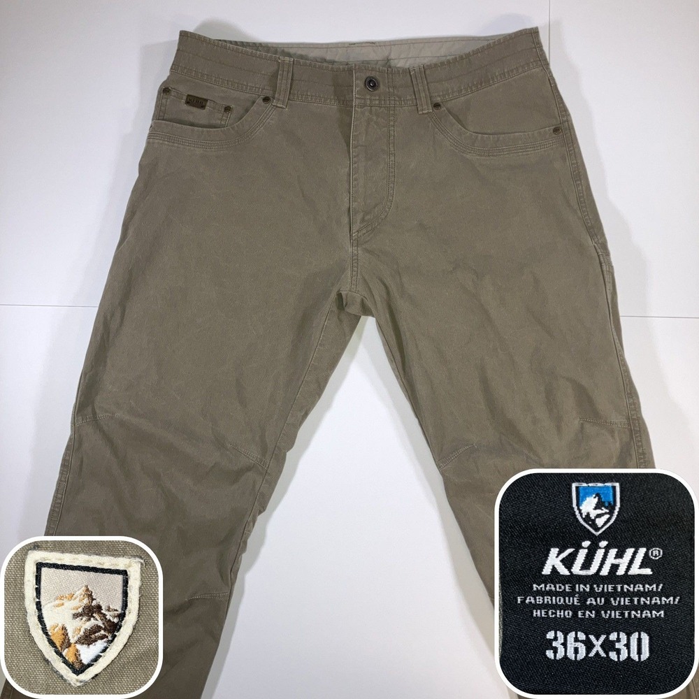 Kuhl Revolvr Pants Mens 36x30 Khaki Brown Stretch Hiking Outdoor Utility